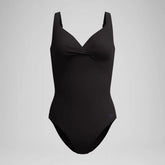 Women's Solid Cross Knot One Piece Black