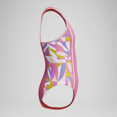 Girls Printed Spliced Racerback One Piece Pink