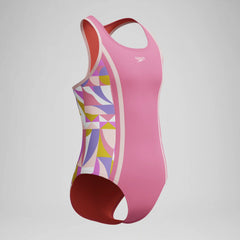 Girls Printed Spliced Racerback One Piece Pink