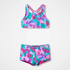 Girls Printed Racerback Two Piece Pink/Green