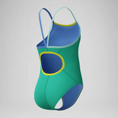 Girls Solid Propel Back One Piece Green