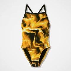 Women's Team Printed Turnback Swimsuit Yellow