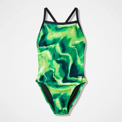 Women's Team Printed Turnback Swimsuit Green