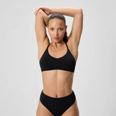 Women's Solid Triangle Bikini Top Black