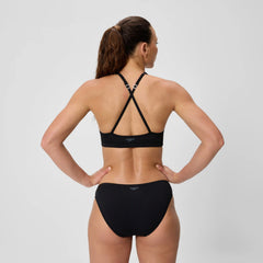 Women's Solid High Neck Bikini Top Black