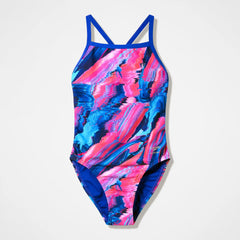 Women's Club Training Printed Turnback One Piece Blue/Pink