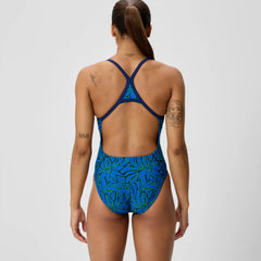 Women's Club Training Printed Turnback One Piece Blue/Green