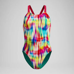 Women's Club Training Printed Leaderback Swimsuit Red/Yellow