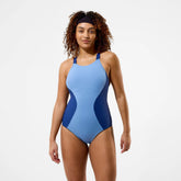 Women's Sculpture High Neck Contour One Piece Blue