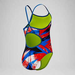 Girls Bolted Flyback One Piece Red/Blue