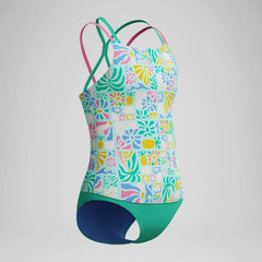 Girls Printed Strappy Two Piece Green