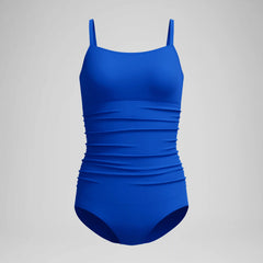 Women's Solid Shirred Adjustable One Piece Blue