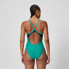 Women's Solid Racerback One Piece Teal/Navy