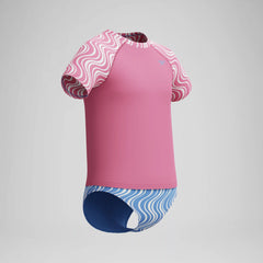 Girls Printed Short Sleeve Rashguard Set Pink