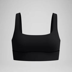 Women's Solid Square Neck Bikini Top Black