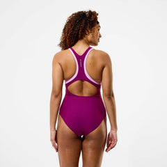 Women's Colorblock Racerback One Piece Dark Pink