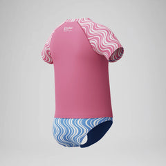 Girls Printed Short Sleeve Rashguard Set Pink