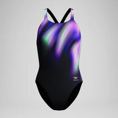 Women's Club Training Printed Powerback Swimsuit Black/Purple