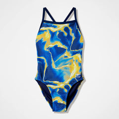 Women's Team Printed Turnback Swimsuit Blue/Yellow