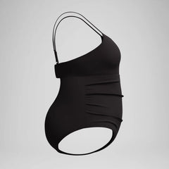 Women's New Plus Solid Shirred Tank One Piece Black