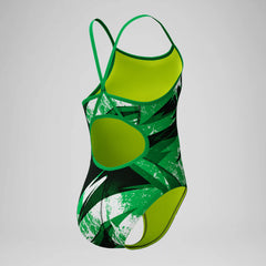 Girls Bolted Flyback One Piece Black/Green