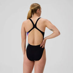 Women's Club Training Printed Powerback Swimsuit Black/Purple
