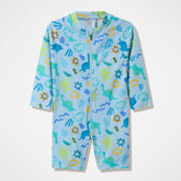 Infants Printed Long Sleeve Zip One Piece Blue