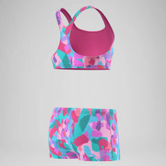 Girls Printed Racerback Two Piece Pink/Green