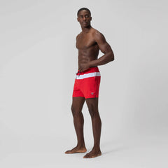 Men's Jetstream Striped Colourblock Swim Shorts Red/White