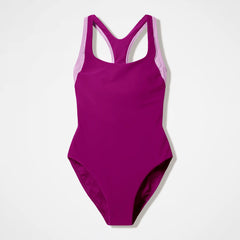 Women's Colorblock Racerback One Piece Dark Pink