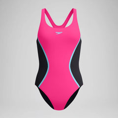 Women's Medalist Solid Splice One Piece Pink/Black