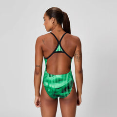 Women's Club Training Printed Turnback One Piece Green/Black