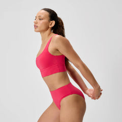Women's Solid Square Neck Bikini Top Ruby