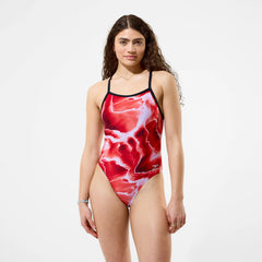 Women's Team Printed Turnback Swimsuit Red