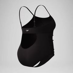 Women's New Plus Solid Shirred Tank One Piece Black