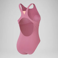 Women's Solid High Neck One Piece Pink