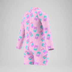Infants Printed Long Sleeve Zip One Piece Pink