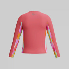 Girl's Long Sleeve Printed Splice Rashguard Orange