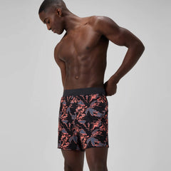 Men's Lookout Printed Swim Shorts Black/Orange