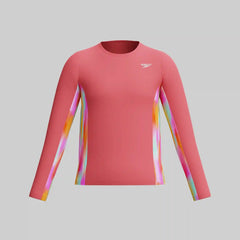 Girl's Long Sleeve Printed Splice Rashguard Orange