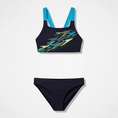 Women's Medley Logo V-Back Two Piece Black/Turquoise