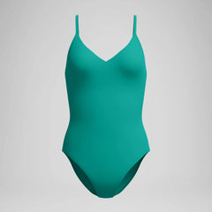 Women's Solid V-Neck One Piece Teal