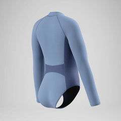 Women's Scuba Flex Long Sleeve Zip One Piece Gray/Blue