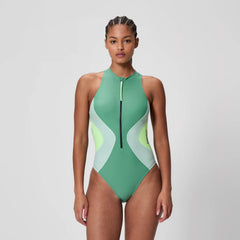Women's Ocean Flex Zip One Piece Green