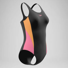 Women's Colorblock Muscleback One Piece Black/Peach