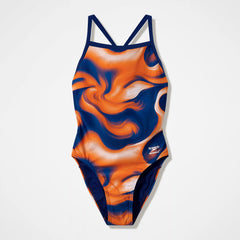 Women's Team Printed Turnback One Piece Navy/Orange