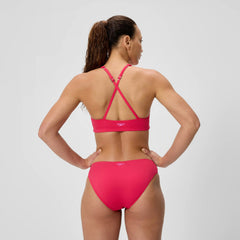 Women's Solid High Neck Bikini Top Ruby