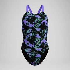 Women's Club Training Printed Leaderback One Piece Black/Purple