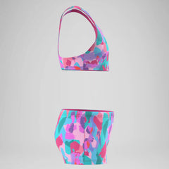 Girls Printed Racerback Two Piece Pink/Green