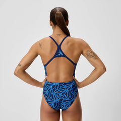 Women's Club Training Printed Turnback One Piece Blue